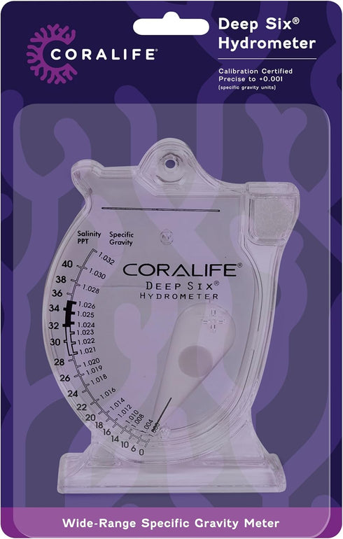Coralife Aquarium Fish Tank Deep Six Hydrometer For Measuring Water Salinity PPT and Specific Gravity...