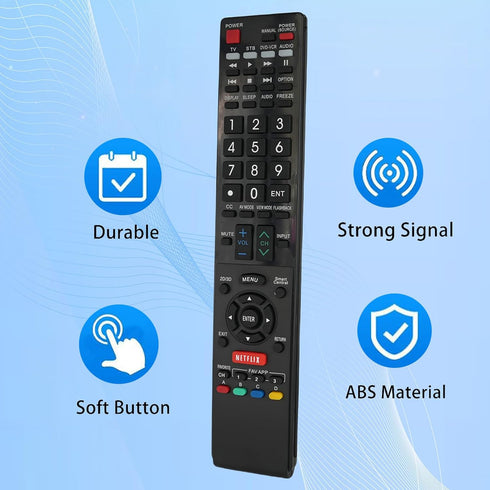 Replaced Remote Control Compatible for Sharp LC60LE857U LC-60LE650U LC-52LE832U LC-52LE810UN LC-70LE835U LC46LE832U AQUOS LED LCD HD TV with Netfl...