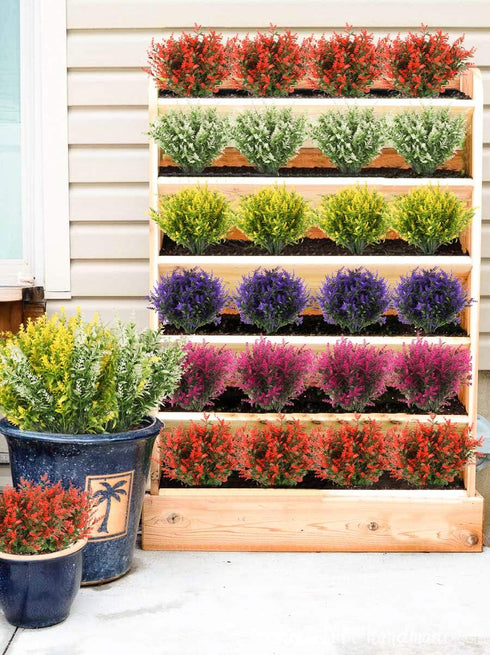 RECUTMS 8 Bundles Artificial Flowers Fake Outdoor Plants Faux Lavender Flower Plastic Shrubs Faux Flowers Fake Ferns Winter Artificial Fowers for ...