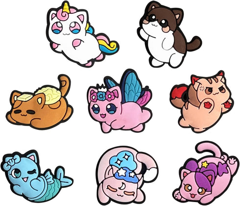 8pcs Cats Shoe Charms Novelty Shoe Charms Decoration Gifts For Boys Girls, Cute Animal Shoe Charms For Party Gift Favors...