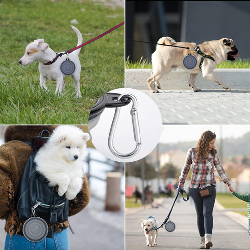 SLSON Dog Bowls Pet Collapsible Bowl with Cover Lids,2 Pack Dog Travel Bowls Portable Foldable Cat Water Dish Bowl for Pets Walking Parking Campin...