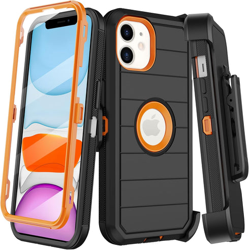 for iPhone 11 Case with Belt Clip Holster,Built-in Screen Protector,Heavy Duty Shockproof Drop Protection Military Grade Durable Phone Cover with ...