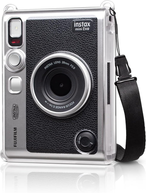 MUZIRI KINOKOO Clear EVO Case for Fujifilm Instax Mini EVO Instant Camera - Hard PVC Fuji Mini EVO Carrying Protective Case with Shoulder Strap -T...