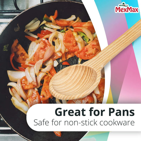 CHAMPS Wooden Spoons 6-Pack – 18 Inch Bamboo Kitchen Utensils – Large Wooden Cooking Spoons for Mixing, Stirring & Serving – Non-Scratch Wood Spoo...