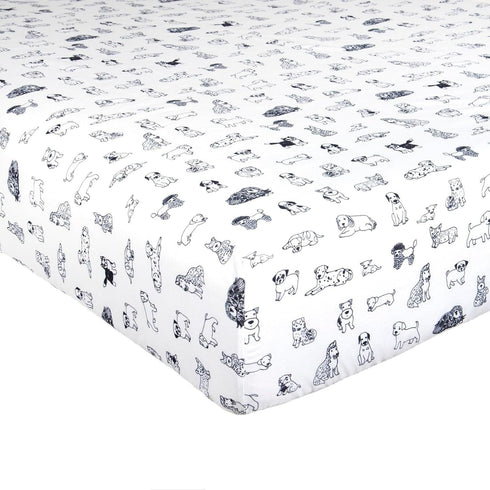 3-Piece Dog Sketch Bed Sheet Set for Boys & Kids - 1 Twin Flat and 1 Twin Fitted Sheet, Queen Pillowcase, Soft Brushed Microfiber Smooth Durable P...