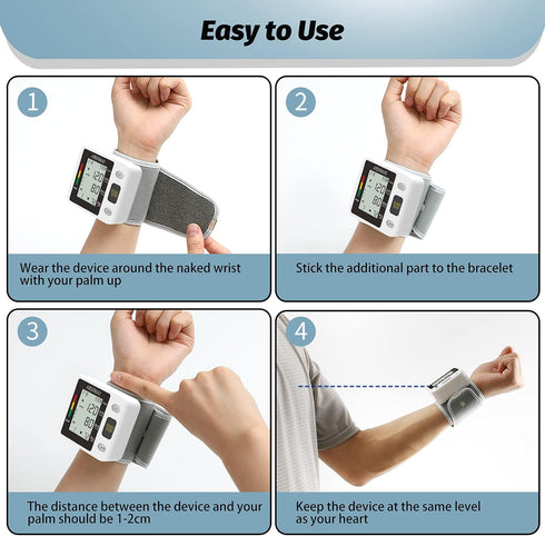 Wrist Accurate Automatic High Blood Pressure Monitors Portable LCD Screen Irregular Heartbeat Monitor with Storage Case and Adjustable Cuff Powere...