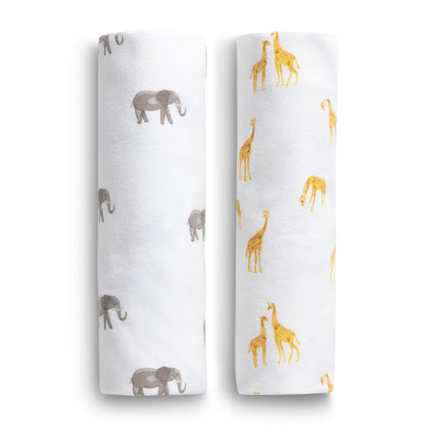 Delta Children 100% Cotton Flannel Baby Receiving Blankets for Girls and Boys – 30x30 Inches (Pack of 2), Safari Friends...