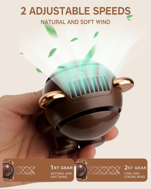 Bear Fan, Portable Neck Fan, Cute Handheld Fan, Rechargeable Battery Powered Fan, 2 Speed Wind, Bladeless Design, Exquisite Appearance, Gift for K...