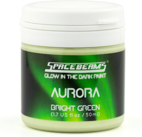 SpaceBeams Aurora Glow in the Dark Paint (1.7 Fl Oz) Bright Green Glow, Non-Toxic, Water Based...
