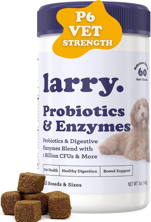 Dog Probiotics and Digestive Enzymes by Larry | 1 Billion CFUs of Probiotics for Dogs | Digestion, Bowel Support, & Gut Health for Dogs | Probioti...