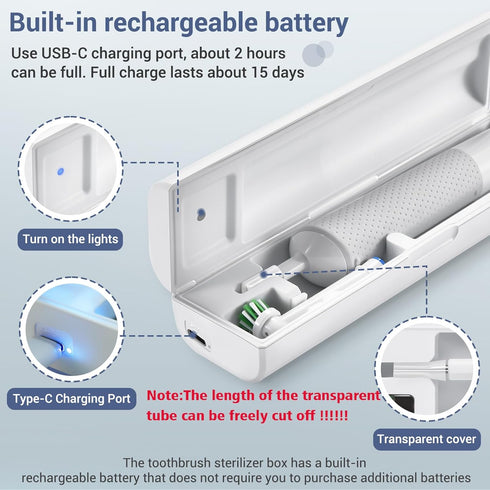 Portable Electric Toothbrush Case, Rechargeable Travel Home Toothbrush Cleaner Case Fits for Oral-B Philips etc Most Electric Toothbrush Heads and...