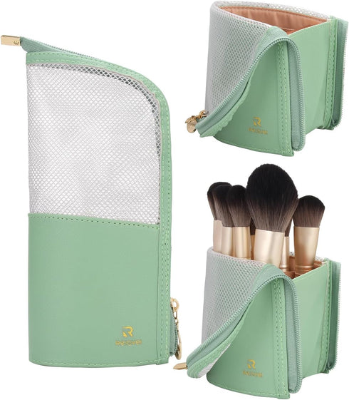 MONSTINA Makeup Brush Organzier Bag,High Capacity Portable Stand-Up Makeup Brush Holder,Professional Artist Makeup Brush Sets Case Waterproof Dust...