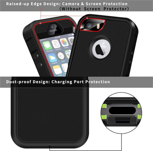 ACAGET for iPhone SE 2016 Case Heavy Duty Protective Armor Shock-Absorbing Dual Layer Rubber TPU + PC Cover Matte Non-Slip Bumper Shell Phone Case...