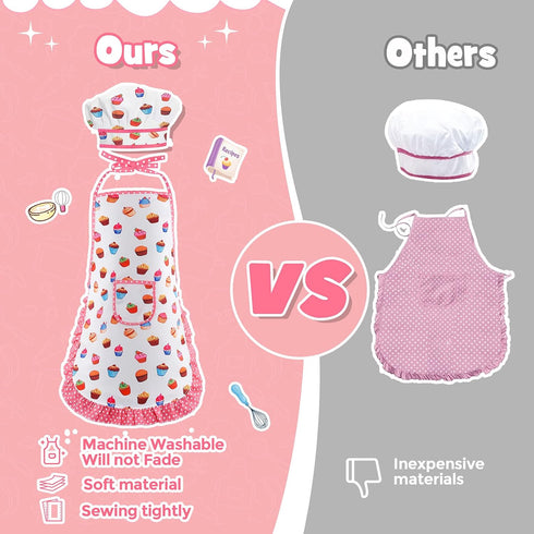 Birthday Gifts for 3-8 Year Old Girls Cute Stuff Apron for Girls Kids Cooking Sets Toddler Toys Kids Chef Hat and Apron Easter Christmas Stocking ...