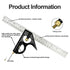 Nortools Combination Square Carpentry Tools with Metal-Body, Stainless Steel Blade Ruler, Accurate Woodworking Measure Square with Carpenter...