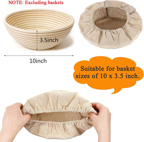 6 Packs Round Bread Proofing Basket Cloth Liner Rattan Baking Dough Basket Cover Natural Rattan Banneton Proofing Cloth(10 Inch)...
