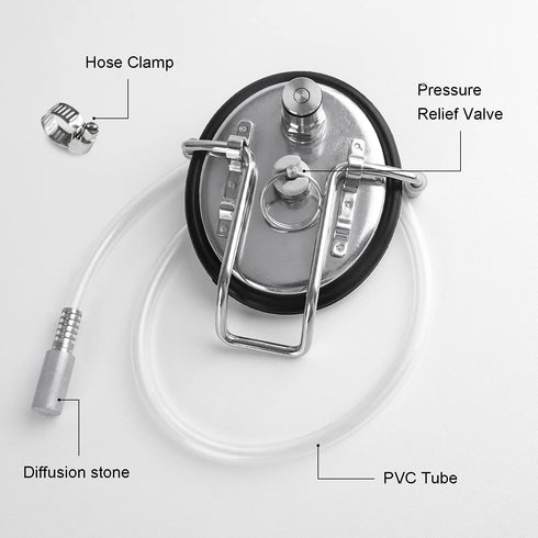 Corny Carbonation Keg Lid, Cornelius Soda Keg Lids for Quick Forced Carbonation, Ball Lock Keg Lid with Diffusion Stone, Pressure Relief Valve, Cl...