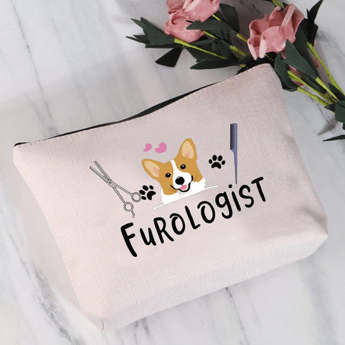Furologist Funny Puppy Stylist Cute Dog Groomer Cosmetic Bag Dog Groomer Survival Kit Zipper Pouch Pet Grooming Gifts...