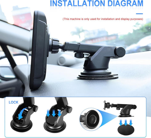 podofo Suction Cup Bracket for 6.8/7/9/9.3/10.26 inch Portable Car Stereo Radio, Upgraded Mount Windshield Monitor Suction Cup Bracket for Portabl...