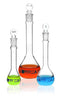 EISCO Premium Volumetric Flask Set - 10ml, 25ml & 50ml - Class A, ASTM E288 - Superior Durability & Chemical Resistance - Glass Penny Stoppers - B...