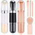 3 Sets Travel Brush Makeup Set, 4 in 1 Mini Portable Lip Brush Foundation Blending Powder Eye Shadow Brush for Women Facial Retractable Set...