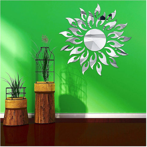 3D Mirror Sunlower Wall Decor Sticker, CUNYA Peel and Stick Wall Art Decals, Removable Acrylic Mirrors for Wall Living Room, Bedroom, Farmhouse De...