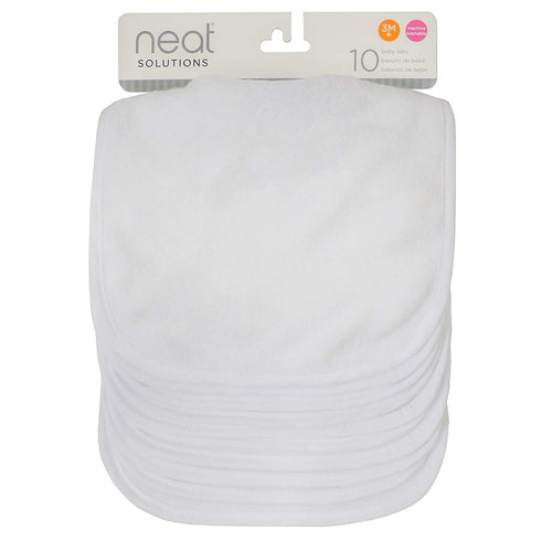 Neat Solutions 2-Ply Knit Terry Solid Color Feeder Bibs in White - 10 Count(Pack of 1)...