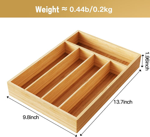 Bamboo Kitchen Drawer Organizer - Silverware Organizer for Kitchen Drawers - Utensil Tray and Flatware Storage for Kitchen - Flatware Organizer - ...