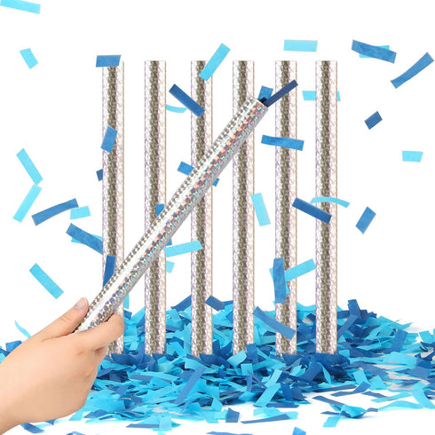BATTIFE It's a Boy, 6Pack Gender Reveal Confetti Wands, Tissue Paper Confetti Flick Flutter Sticks for Baby Boy Born Shower Party Decorations Supp...