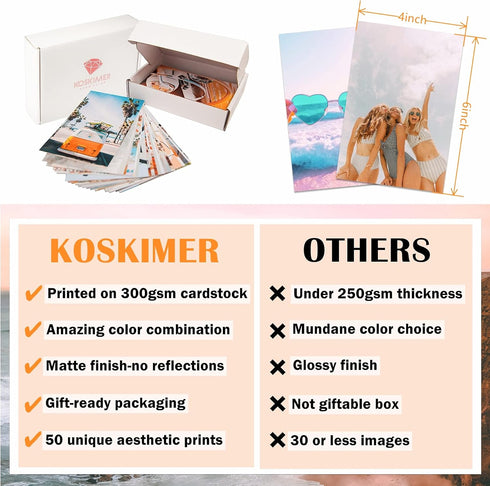 KOSKIMER Beach Wall Collage Kit Aesthetic Pictures, 4x6 Inch, Beachy Room Decor Aesthetic, Cute Bedroom Decor for Teen Girls, VSCO Room Decor Post...