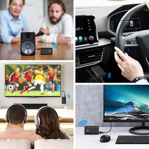 ?Upgraded? Aux Bluetooth 5.0 Adapter for Car, 2 in 1 Bluetooth Transmitter Receiver, Bluetooth Car Adapter for Hands-Free Call, 3.5mm Aux Bluetoot...
