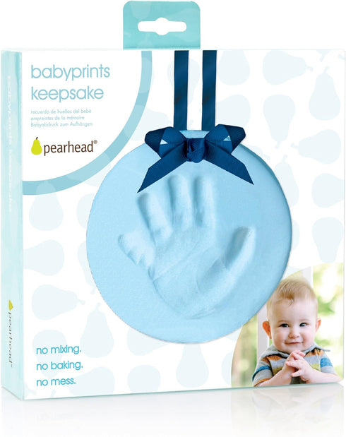Pearhead Babyprints Baby's First Handprint or Footprint Ornament Kit, Easy No-Bake DIY Clay Impression, Christmas Baby Keepsake Gift, Blue...