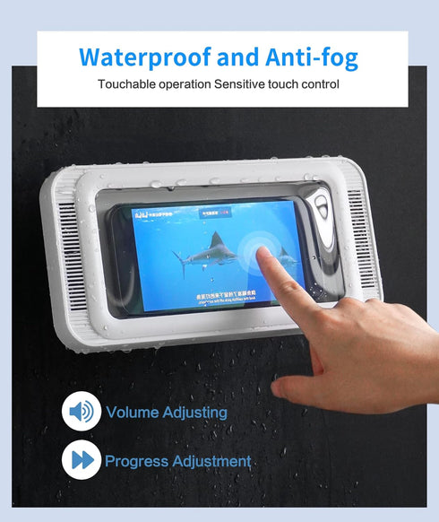 Waterproof Shower Phone Holder with 480° Rotation and Angle Adjustable, Enhanced Sound Quality, Fits Phones up to 7 Inches?White?......