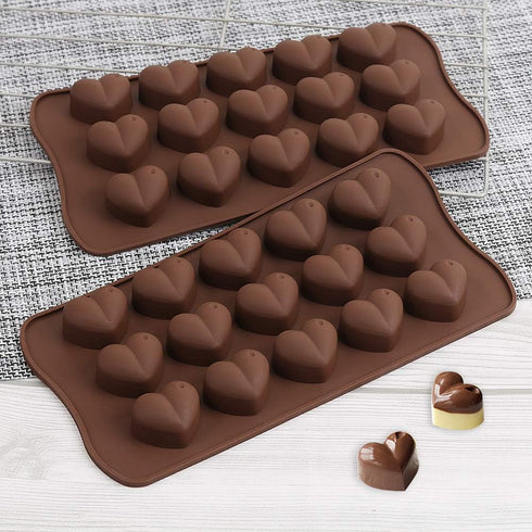 homEdge 15-Cavity Dimpled Heart Shape Chocolate Mold, Silicone Dimpled Valentine Heart Chocolate Gummy and Candy Mold...
