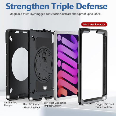Miesherk Case for iPad Mini 6 8.3 Inch 2021, Military Grade Heavy Duty Shockproof Case for iPad Mini 6th Generation A2567 A2568 A2569 with Stand -...