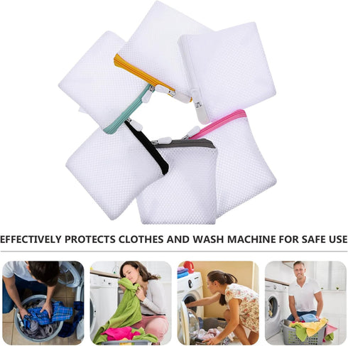 6pcs Laundry Bags Zipper Wash Bags Mini Mesh Washing Bags Net Bags Foldable Washing Machine Bags Soap Pouch Saver Laundry Pouch for Clothes Bed Sh...