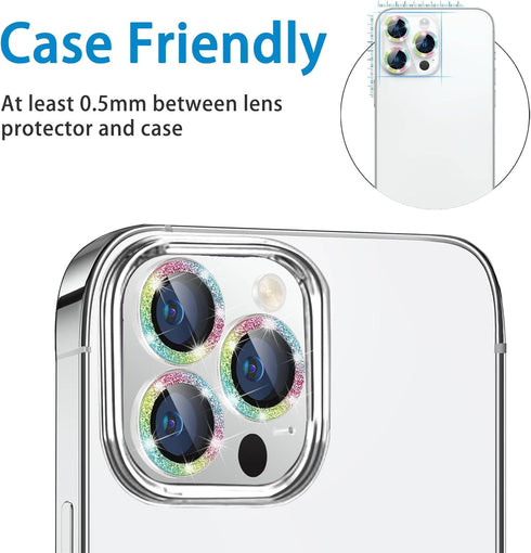 for iPhone 13 Pro & iPhone 13 Pro Max Camera Lens Protector, Bling Glitter 9H Tempered Glass Camera Cover Anti Scratch Shockproof Screen Protector...
