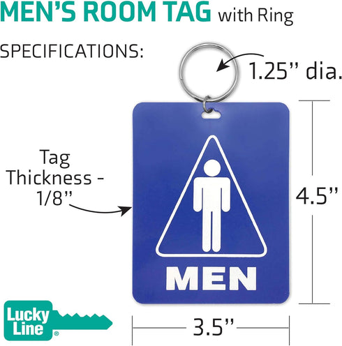 Lucky Line - Men's Restroom Pass Key Tag, Plastic with Split Key Ring Keychain Identifier for Restaurant, Office, Gas Station, 1 Per Pack (53101) ...
