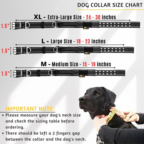 ADITYNA Heavy Duty Dog Collar with Handle - Reflective Black Dog Collar for Medium Dogs - Wide, Thick, Tactical, Soft Padded - Perfect Dog Collar ...