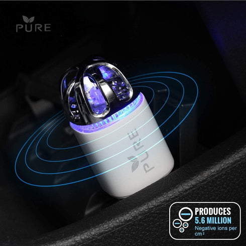 Car Air Purifier 3in1 Premium Stainless Steel HEPA Filter Ionizer w/Dual USB Quick Charge 3.0 USB-Eliminate Allergens Odor Smell, Smoke, Pets, Pol...