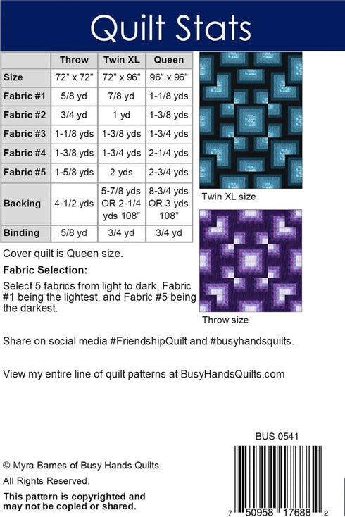 Busy Hands Quilts Friendship Pattern, White...