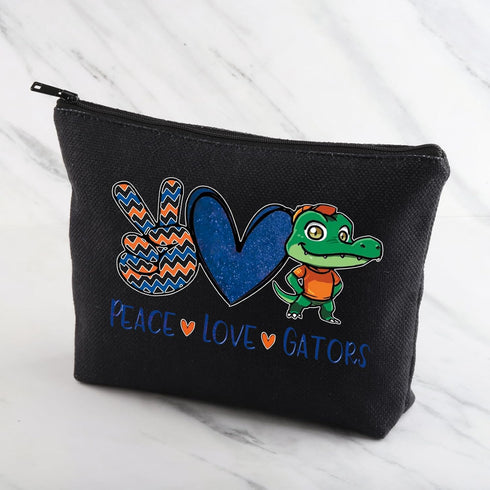 Gators Lover Gift Peace Love Gators Makeup Bag Florida Football Fan Gift Gators Girl Gift College Sport Merch (Gators Black)...