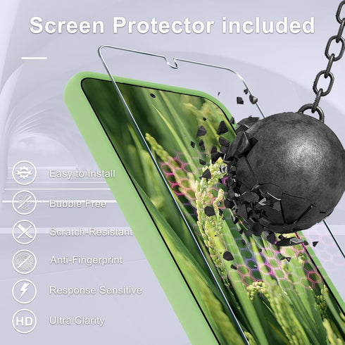 for Google Pixel 8a Case, Silicone Phone Case with 1 Screen Protector, Soft Anti-Scratch Microfiber Lining, Full Body Shockproof Slim Cover Suppor...