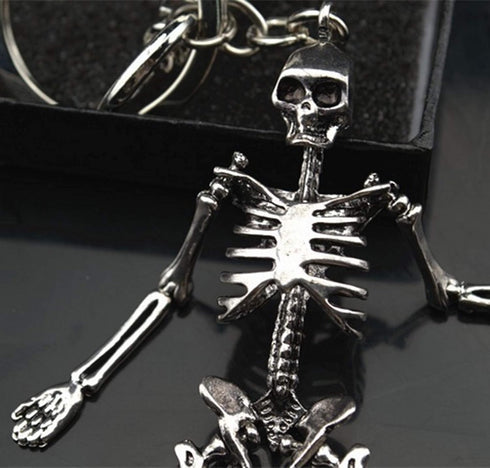 Foldable Skeleton Pendant Key Chain for Men Women Antique Silver Color Metal Alloy Skull Bag Charm Fashion...