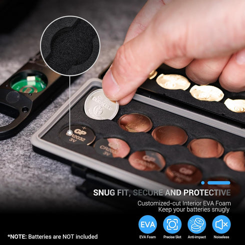 CR2032 Battery Case Holder Storage,Water-Resistant Anti-Shock, Coin Cell Battery Case for 20x CR2032 / CR2025 / CR2045 / CR2016, CR2032 Button Rou...