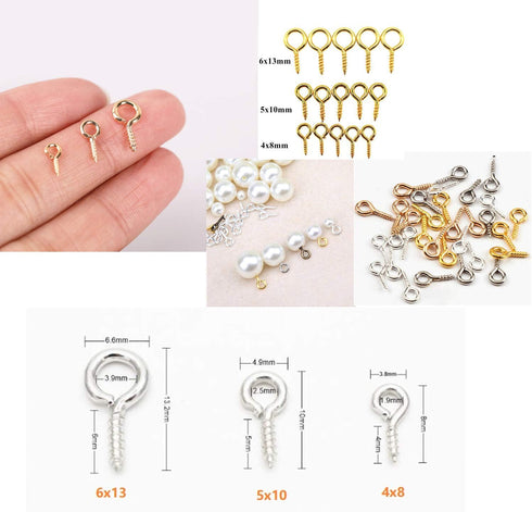 Pack of 200,Multipurpose Alloy Eye Bolts Hook Screw Eye Nails Pin Bail for DIY Jewelry Making Accessaries (Rose Gold, 5x10mm(M))...