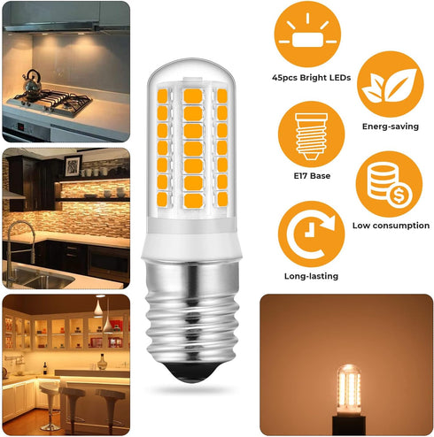 E17 led Microwave Bulb Warm White 3000K, No Dimmable 20W 30W 35W Halogen 120V Microwave Appliance Equivalent Replacement Refrigerator Bulbs 6 Pack...
