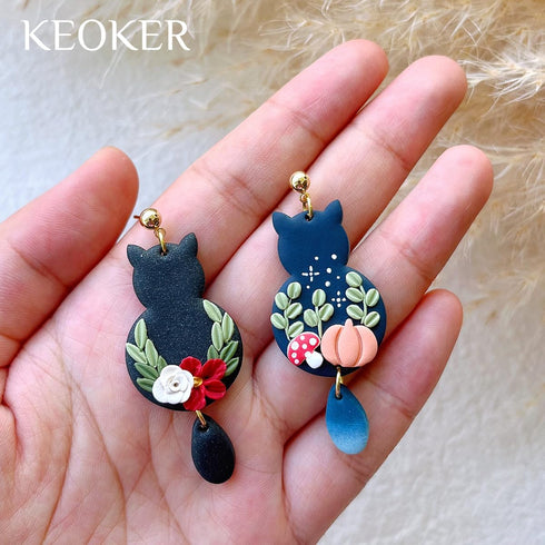 KEOKER Halloween Clay Cutters, Clay cutters for Halloween Earrings Making, 10 Shapes Halloween Clay Earrings Cutters, Halloween Polymer Clay Cutte...