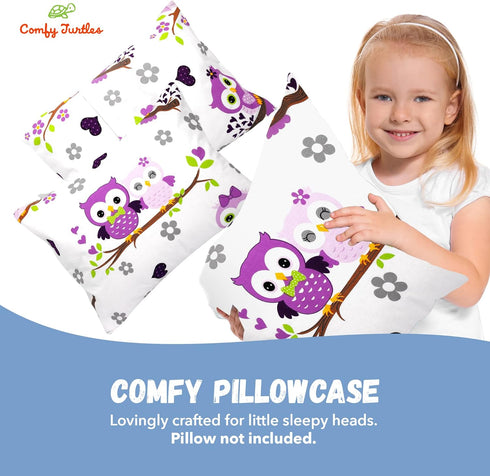 13x18 Toddler Pillowcase Owl - Cotton Toddler Pillowcase for Children, Woodland Animal Travel Pillow Case, Baby Girl Baby Boy Owl Pillow - Mauve O...