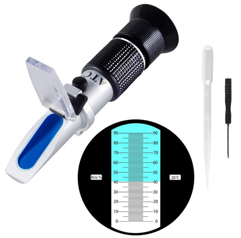 Brix Refractometer 0~90%, Handheld Sugar Refractometer, High Accurate Brix Measurement Meter with ATC for Fruit, Beverages&Juice, Honey, Maple Syr...